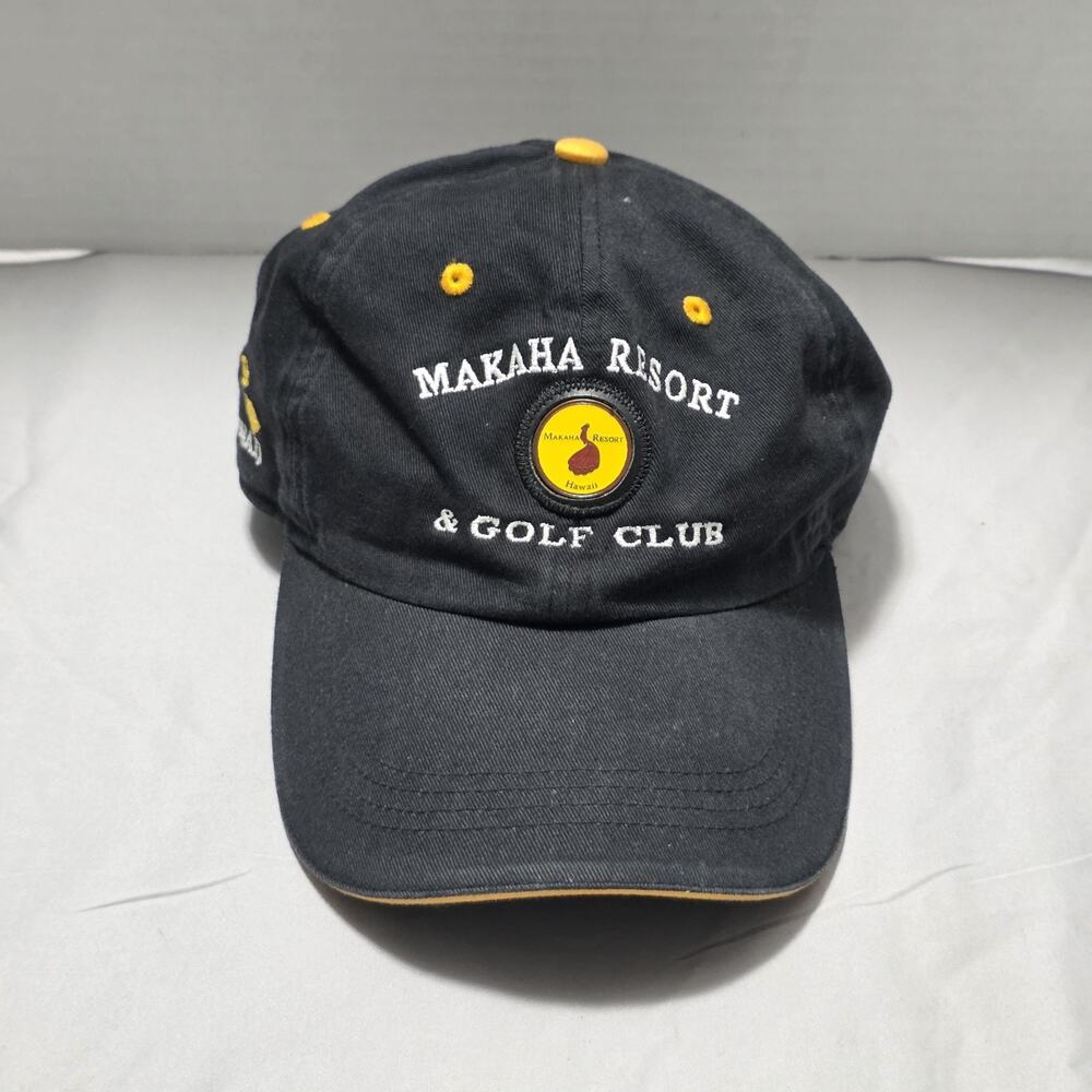 Vintage Ahead Makaha Resort & Golf Club Hawaii Hat Cap Black Gold Classic Cut